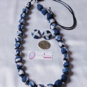 Indigo Fabric Beads Set