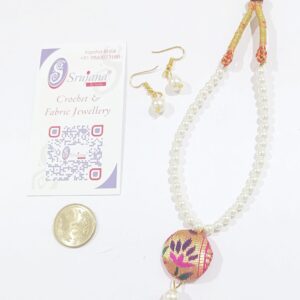 Paithani Coin Pendant and Pearl Set