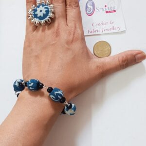 Fabric Bracelet with Glass Beads - 12