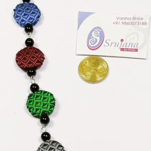 Fabric Bracelet with Glass Beads - 10