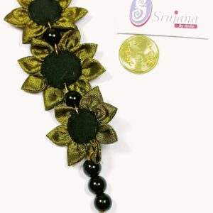 Fabric Flower Bracelet with Glass Beads - 01