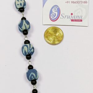Fabric Bracelet with Glass Beads - 09
