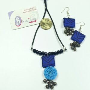 Crochet and fabric pendant with Ghungroo