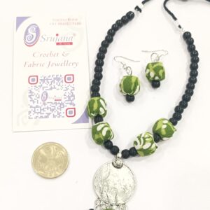 Fabric Beads and Coin Charm Set