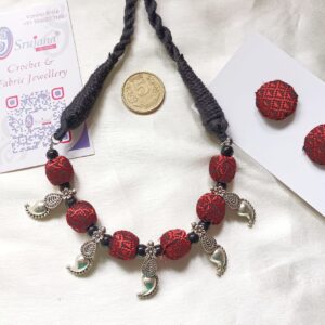 Fabric Beads Set with Metal Charms